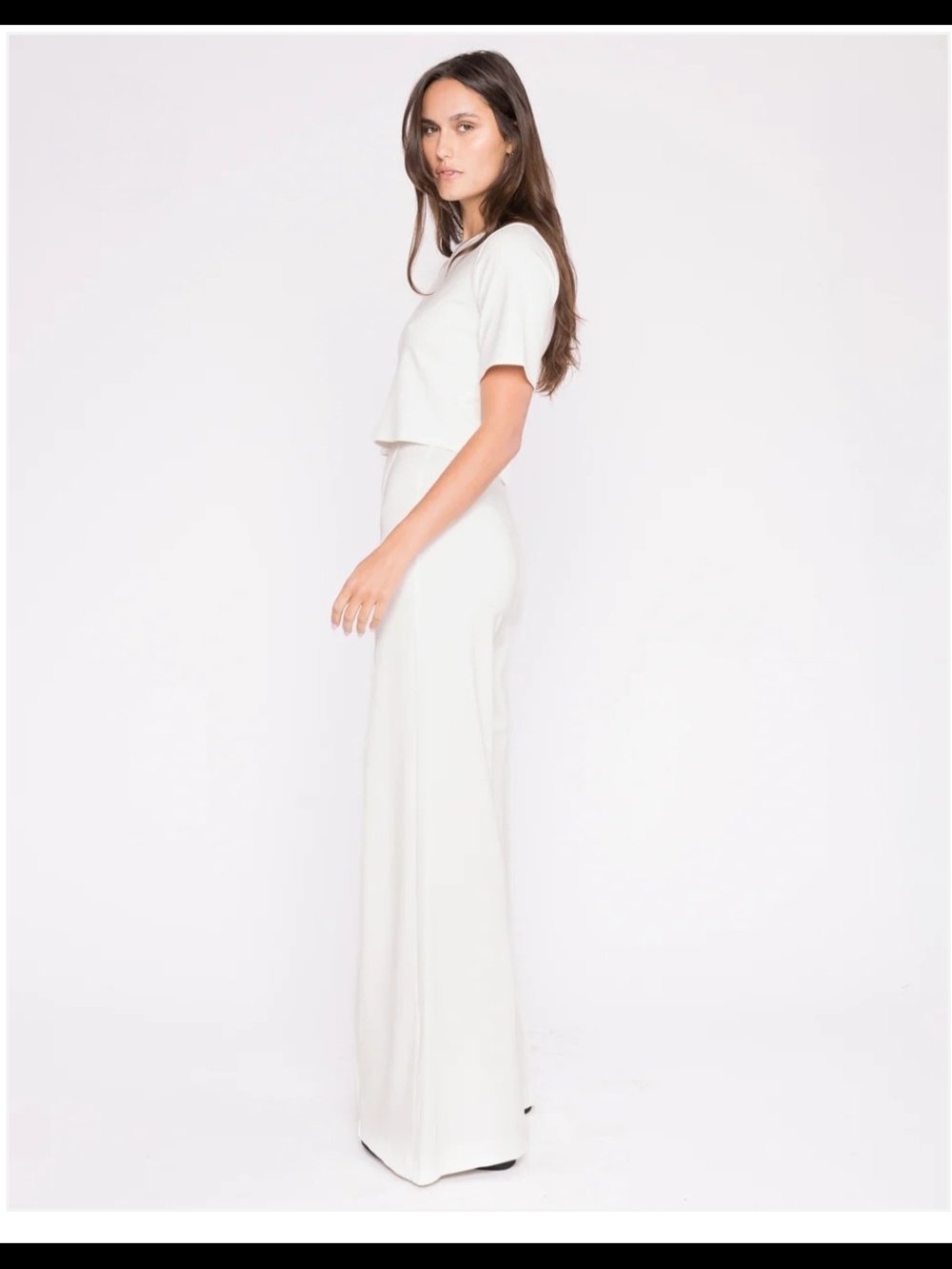 Ripley Rader Off-White Ponte Knit Long Wide Leg Pant - Picture 3 of 16